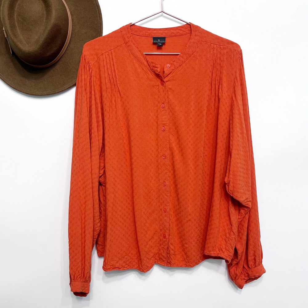 worthington | pumpkin orange blouson peasant blouse xxl